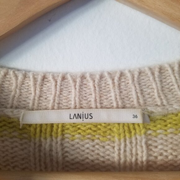 Lanius Wool Alpaca Blend Crew Neck Striped Relaxed Pull Over Sweater Size 36 - Picture 12 of 13